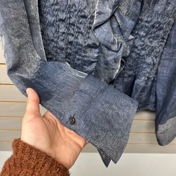 Samuel Dong Shimmering Gray Blouse - Picture 6 of 8